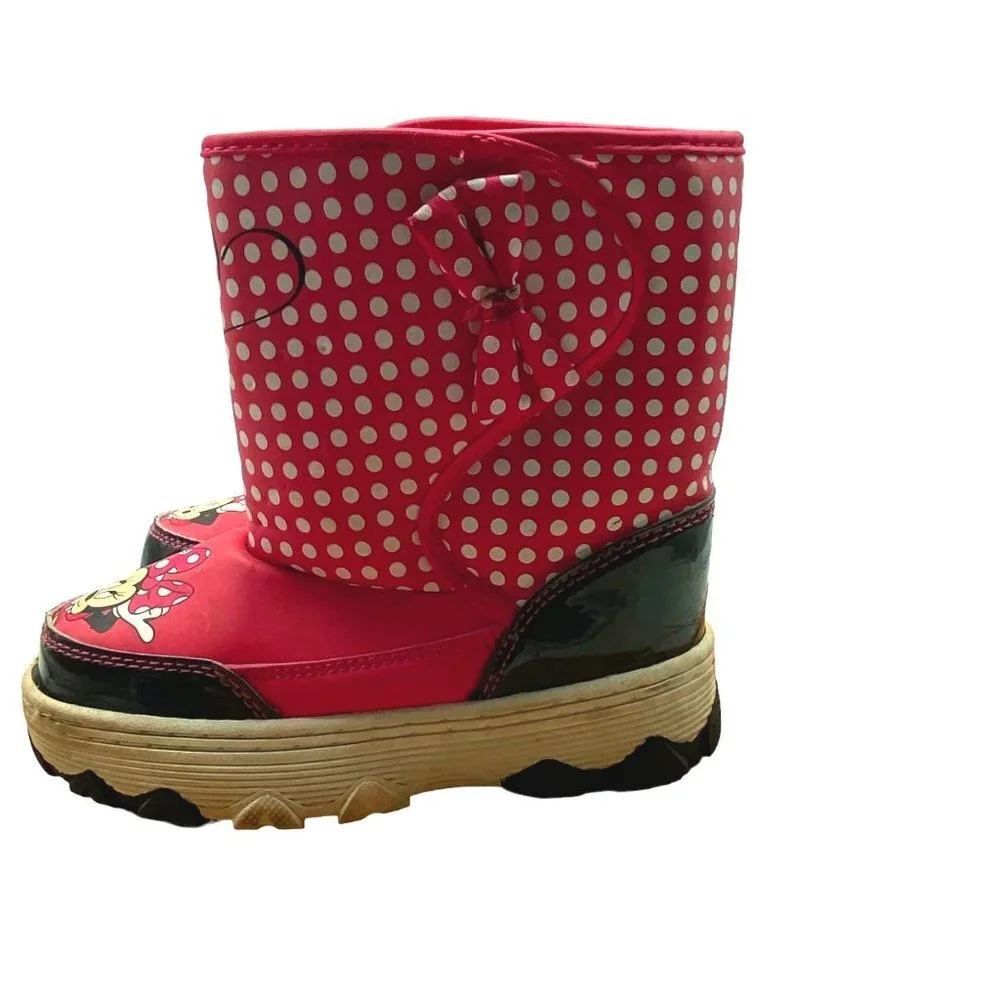 Disney Minnie Mouse Boutique Snow Boots Girl‎ Size XL 11/12 Red Polka Dot Bow